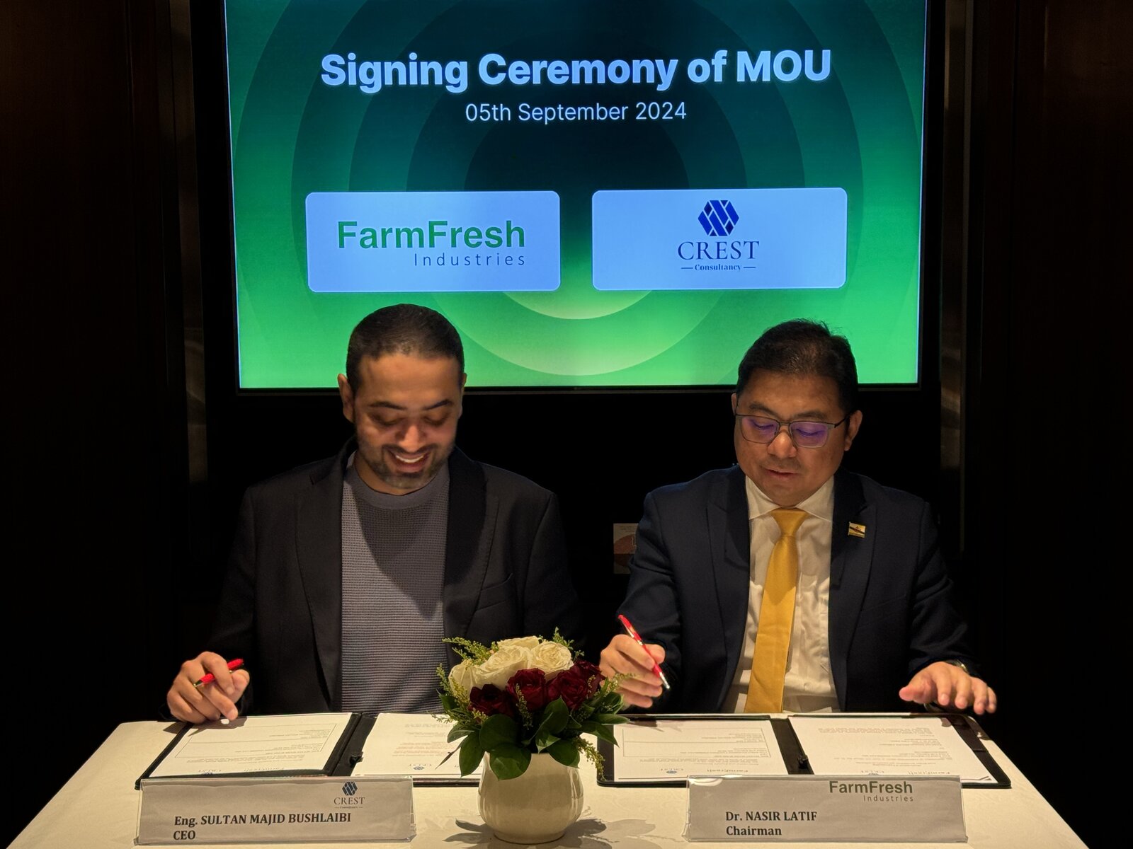 Crest Consultancy Firm and FarmFresh Industries representatives at the MoU signing ceremony